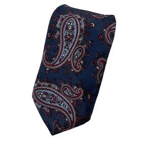 Christian Dior All Silk Tie Fabric USA Navy Red Blue‎ Paisley